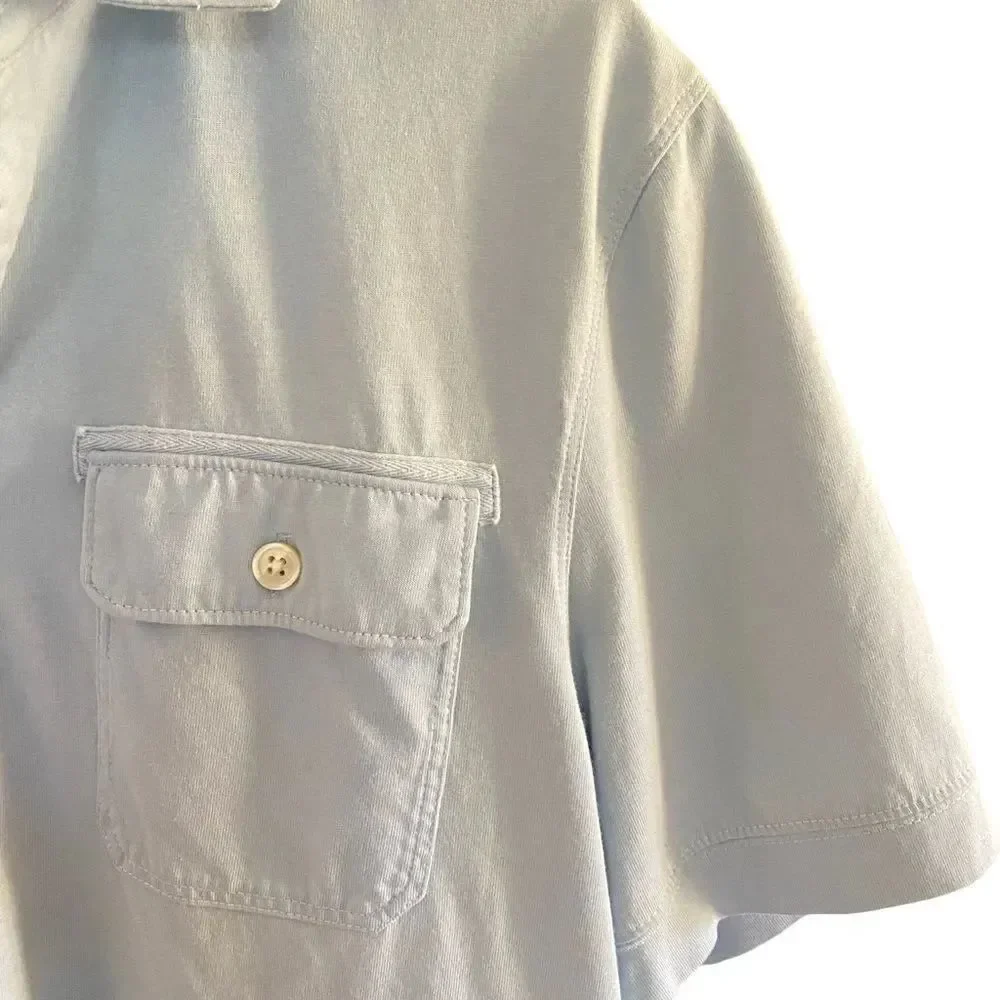 Banana Republic fitted Pima polo collared short sleeve dress shirt large blue